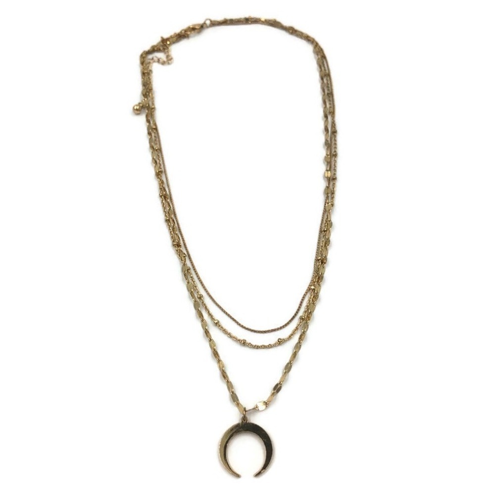 Necklace autumn half moon boho layered gold Tone - Picture 4 of 9